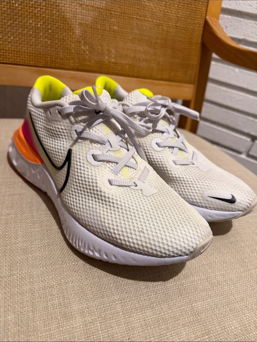 Nike Renew Run 2 White Neon Running Shoes